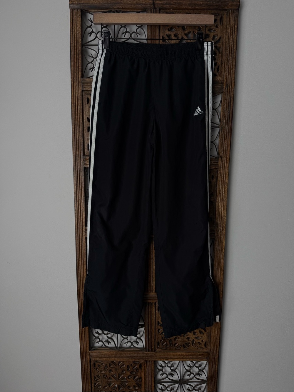 adidas Black Jogger Pants with White Side Stripes